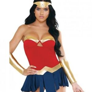 Wonderbae Superhero Costume Set Red, Gold, Blue